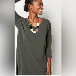 Pure Jill Sand-Washed Slub Knit Midi Dress – Size M – Effortless Coastal Chic